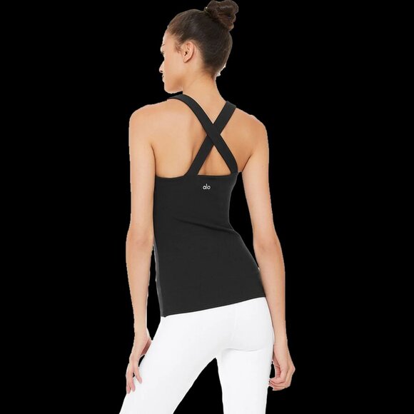 NWOT Alo Yoga Women's Elevate Ribbed Tank Shirt in Black size M - Picture 6 of 8